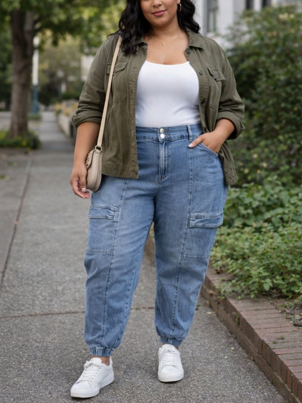 Sonoma Light Blue Denim Cargo Joggers with Elastic Cuffs